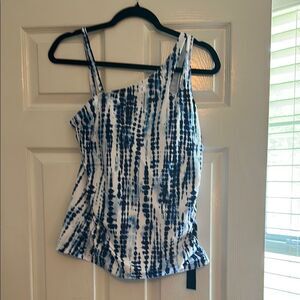 Blue and White Women's Swim Top